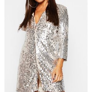 Sequin Oversized Shirt Dress